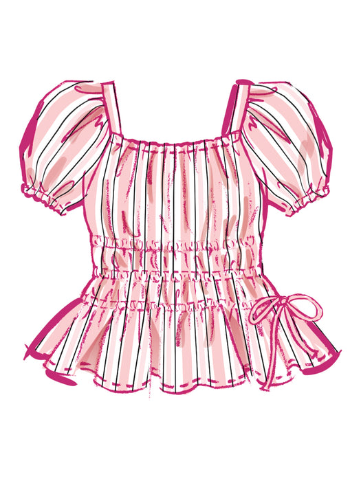 McCall's sewing pattern 8619 Girls' Ruched Dress, Top and Skirt from Jaycotts Sewing Supplies