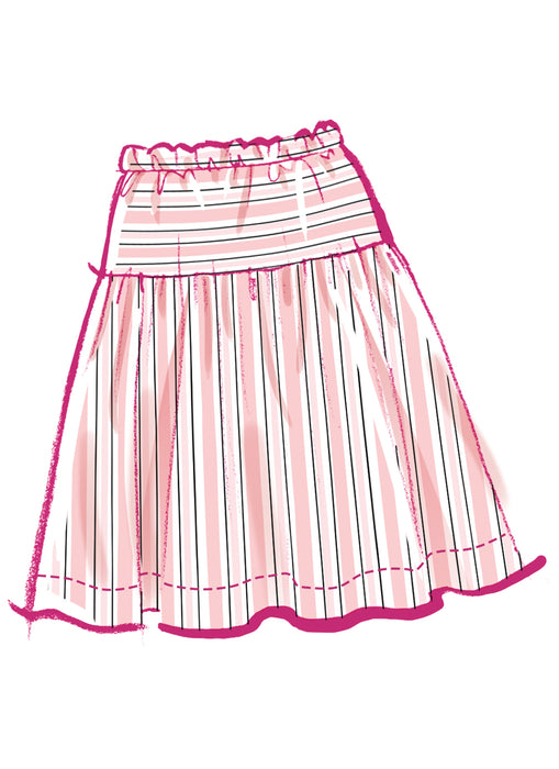 McCall's sewing pattern 8619 Girls' Ruched Dress, Top and Skirt from Jaycotts Sewing Supplies