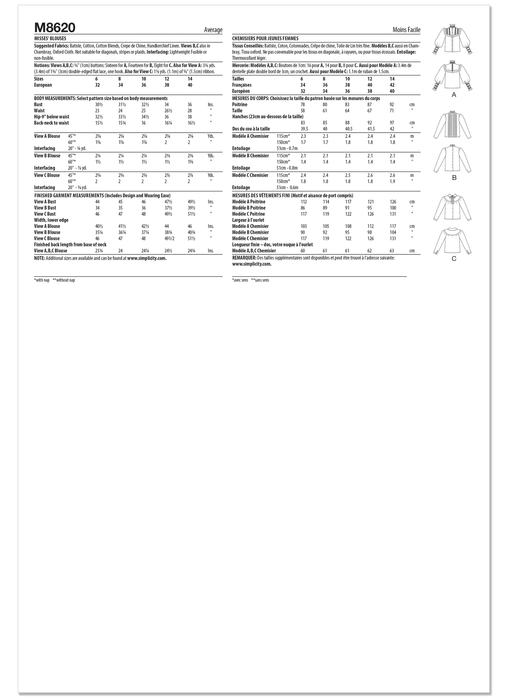 McCall's sewing pattern 8620 Vintage 1980's Laura Ashley blouses from Jaycotts Sewing Supplies