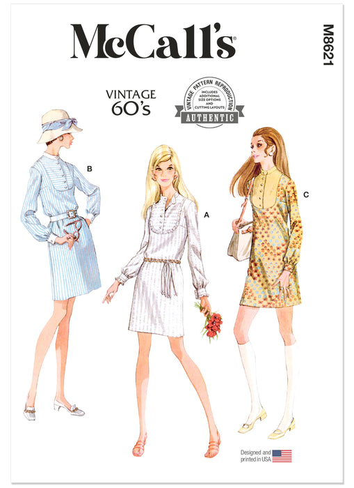 McCall's sewing pattern 8621 Vintage 1960's shirtdress from Jaycotts Sewing Supplies