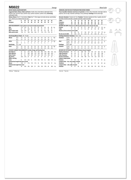 McCall's sewing pattern 8622 Vintage 1970's blouse, halter and pants from Jaycotts Sewing Supplies