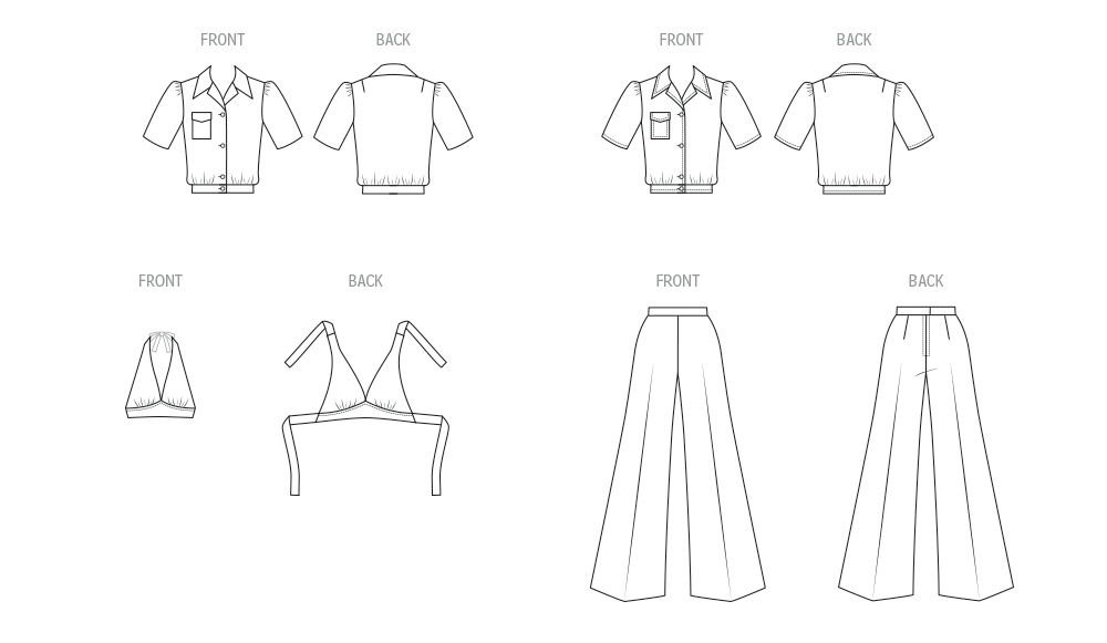 McCall's sewing pattern 8622 Vintage 1970's blouse, halter and pants from Jaycotts Sewing Supplies