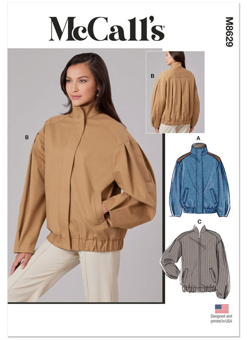 McCall's sewing pattern 8629 Misses' Blouson Jacket with Neckline Variations from Jaycotts Sewing Supplies