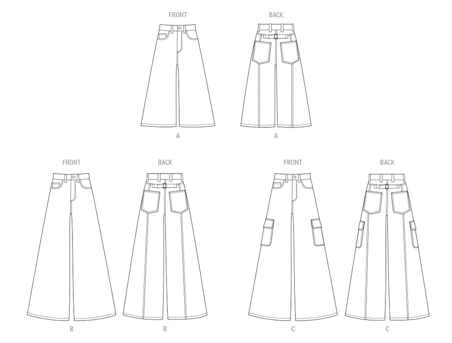McCall's sewing pattern 8630 Misses' Wide Leg Jeans in Two Lengths from Jaycotts Sewing Supplies