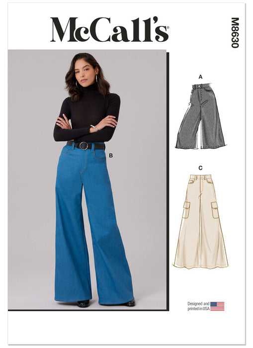 McCall's sewing pattern 8630 Misses' Wide Leg Jeans in Two Lengths from Jaycotts Sewing Supplies