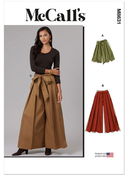 McCall's sewing pattern 8631 Misses' Pleated Shorts and Trousers from Jaycotts Sewing Supplies