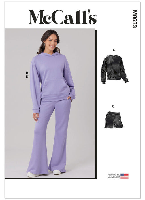 McCall's sewing pattern 8633 Misses' Sweatshirt, Hoodie, Shorts and Pants from Jaycotts Sewing Supplies