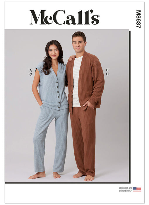 McCall's sewing pattern 8637 Unisex Knit Waistcoat, Cardigan and Pants from Jaycotts Sewing Supplies