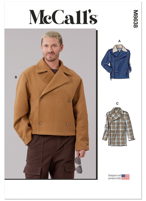 McCall's sewing pattern 8638 Men's Double Breasted Jacket in Two Lengths from Jaycotts Sewing Supplies