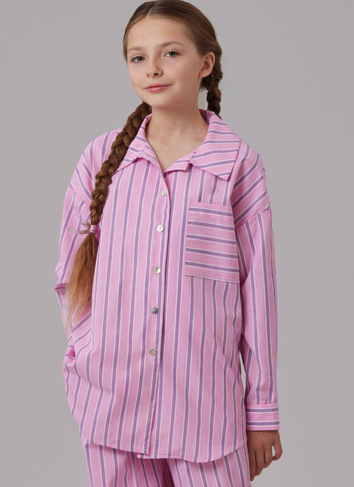 McCall's sewing pattern 8642 Girl's Shirt in Two Lengths, Shorts and Pants from Jaycotts Sewing Supplies
