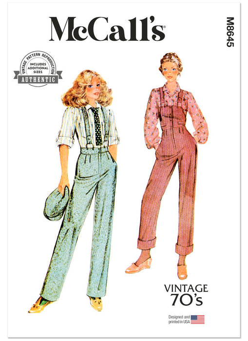 McCall's sewing pattern 8645 Misses' Overalls, Pants and Blouse from Jaycotts Sewing Supplies