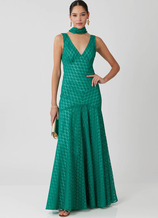 McCall's sewing pattern 8654 Misses' and Women's Maxi Dress with Scarf from Jaycotts Sewing Supplies