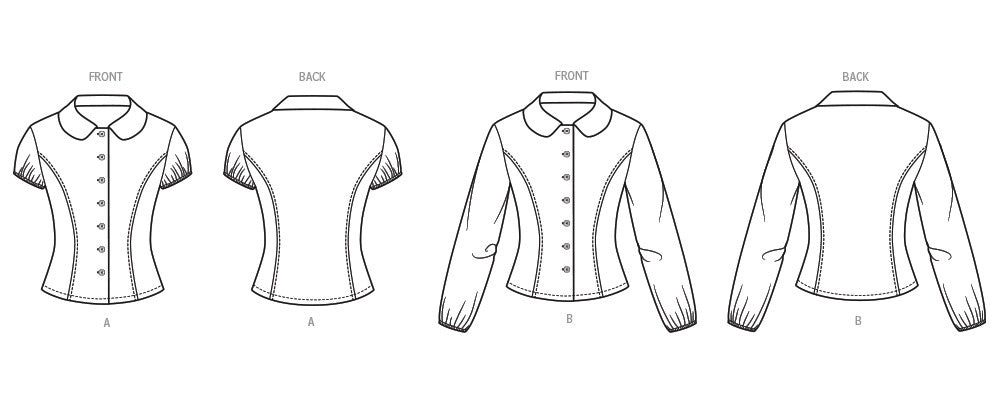 McCall's sewing pattern 8657 Misses' and Women's Peter Pan Collar Knit Top with Sleeve Variations from Jaycotts Sewing Supplies