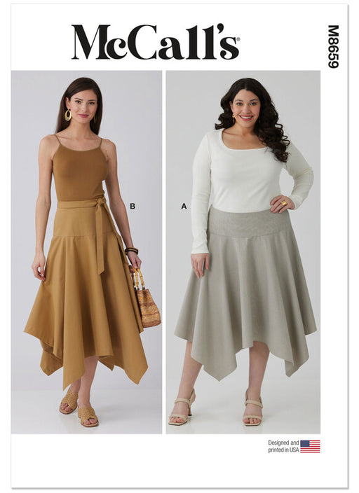 McCall's sewing pattern 8659 Misses' and Women's Handkerchief Hem Skirt and Tie Belt from Jaycotts Sewing Supplies