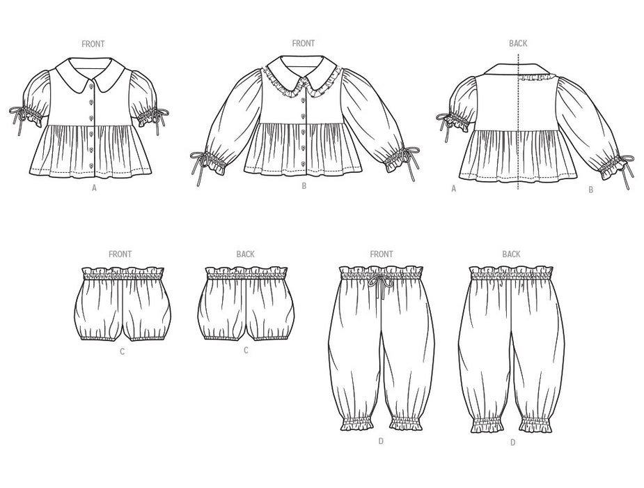 McCall's sewing pattern 8665 Babies' Tops, Bloomers and Pants from Jaycotts Sewing Supplies