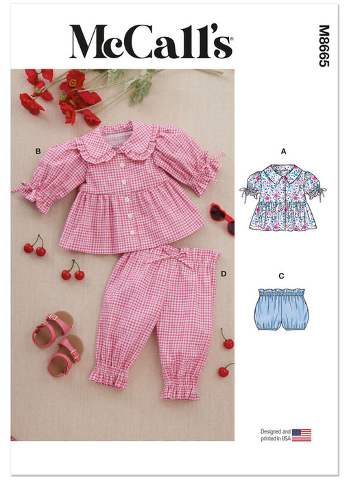 McCall's sewing pattern 8665 Babies' Tops, Bloomers and Pants from Jaycotts Sewing Supplies