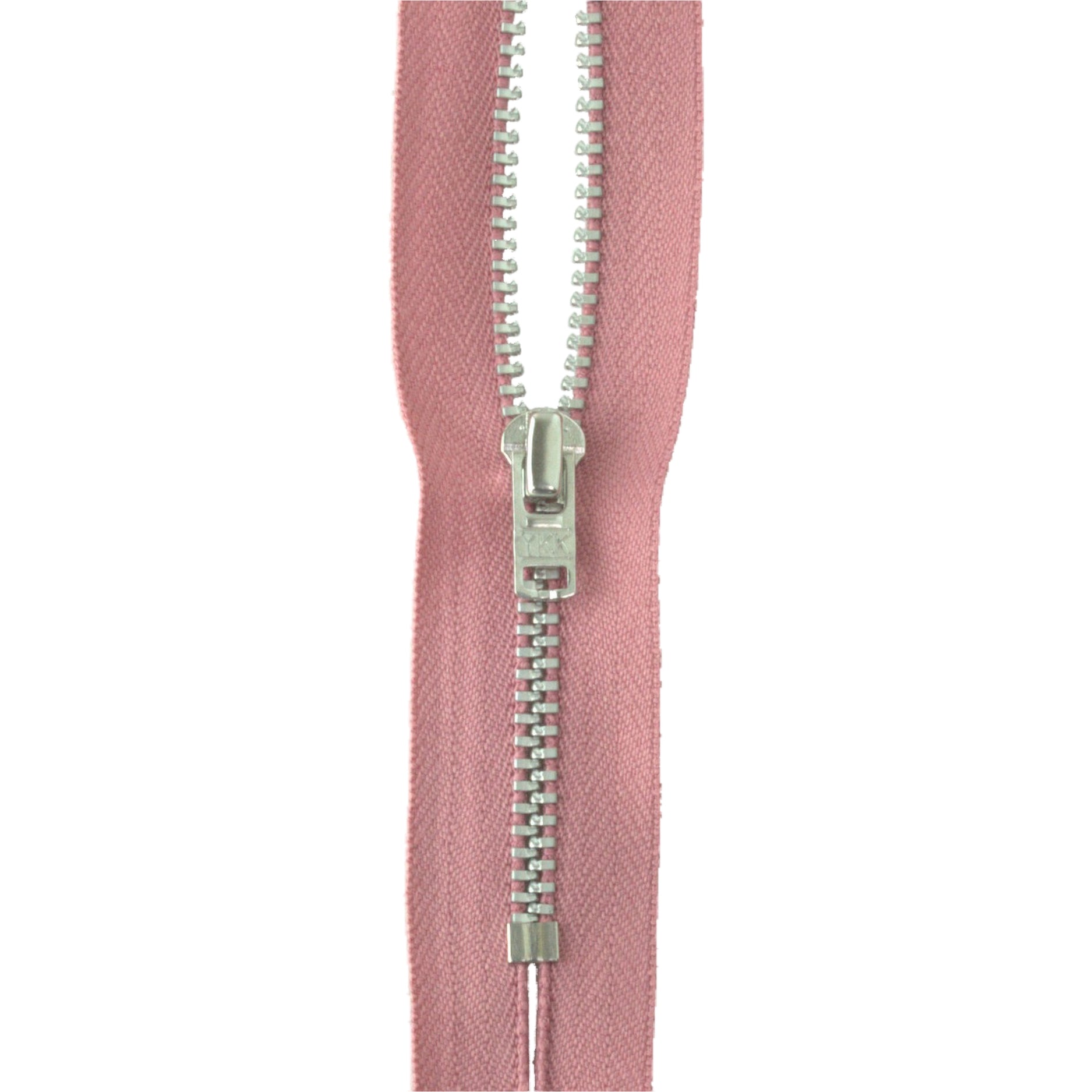 YKK silver tooth Metal Dress Zips - dusky pink from Jaycotts Sewing Supplies