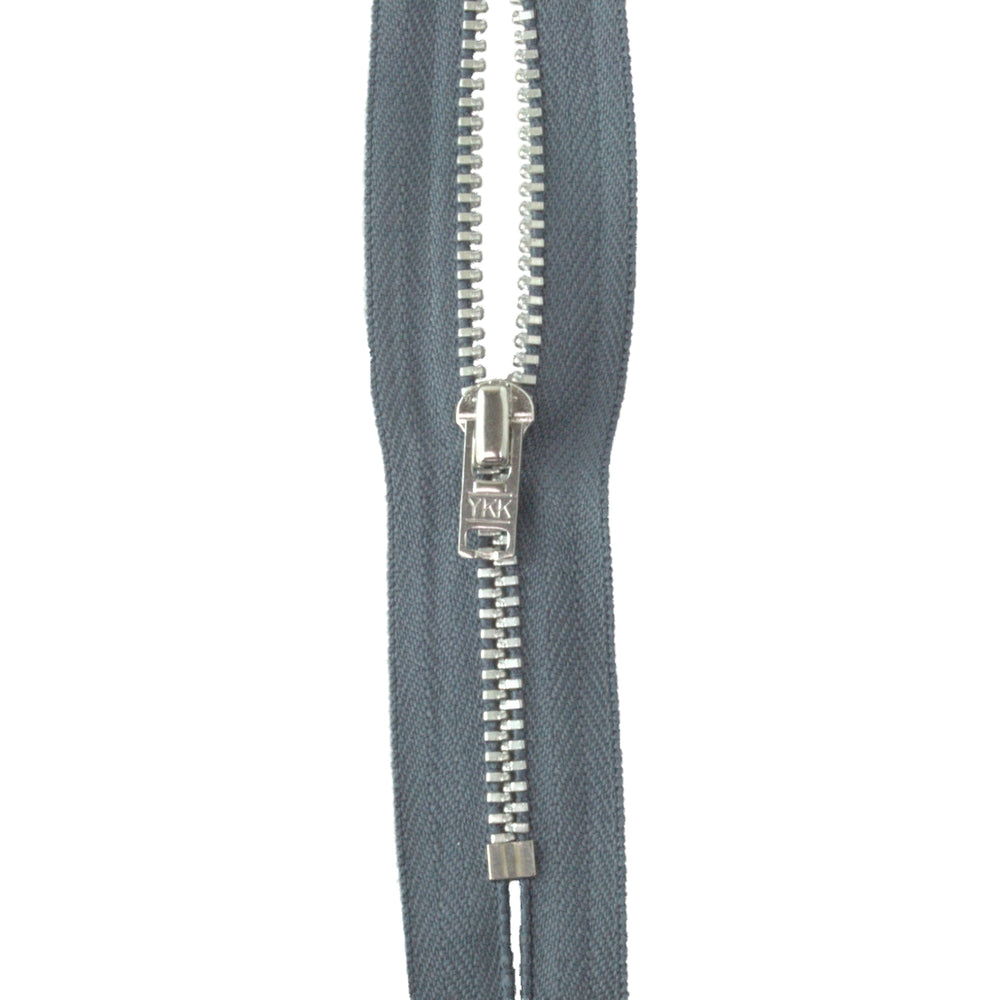 YKK silver tooth Metal Dress Zips - Mid Grey from Jaycotts Sewing Supplies