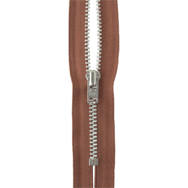 YKK silver tooth Metal Dress Zips - Mid Brown from Jaycotts Sewing Supplies