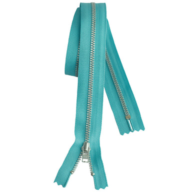 YKK silver tooth Metal Dress Zips - turquoise from Jaycotts Sewing Supplies