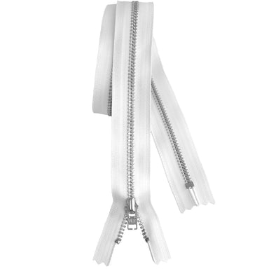 YKK silver tooth Metal Dress Zips - white from Jaycotts Sewing Supplies