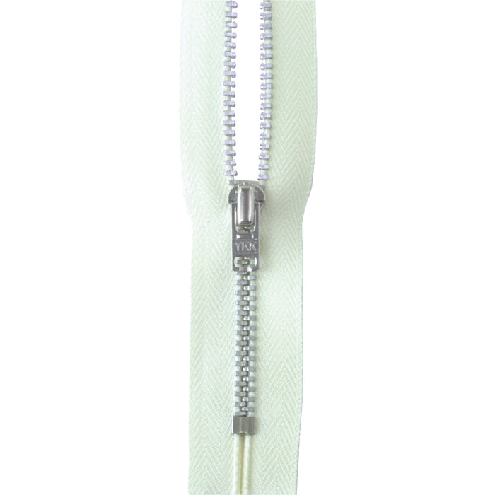 YKK silver tooth Metal Dress Zips - Cream from Jaycotts Sewing Supplies