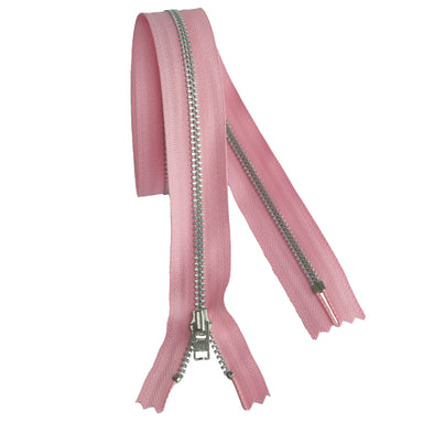 YKK silver tooth Metal Dress Zips - Pink from Jaycotts Sewing Supplies