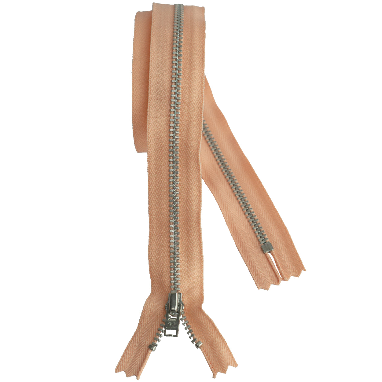 YKK silver tooth Metal Dress Zips - Peach from Jaycotts Sewing Supplies