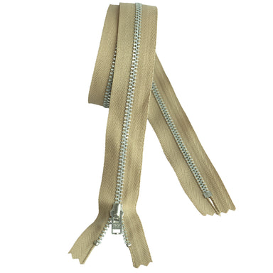 YKK silver tooth Metal Dress Zips - Beige from Jaycotts Sewing Supplies
