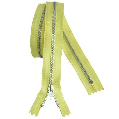 YKK silver tooth Metal Dress Zips - Lemon Yellow from Jaycotts Sewing Supplies