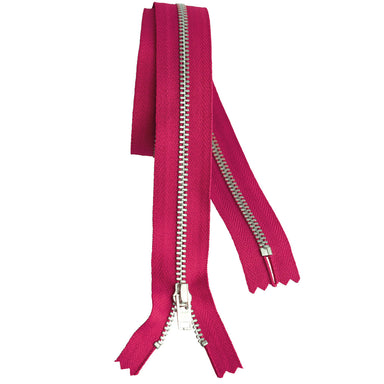 YKK silver tooth Metal Dress Zips - Fuchsia Pink from Jaycotts Sewing Supplies