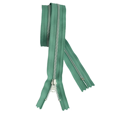 YKK silver tooth Metal Dress Zips - Sage from Jaycotts Sewing Supplies