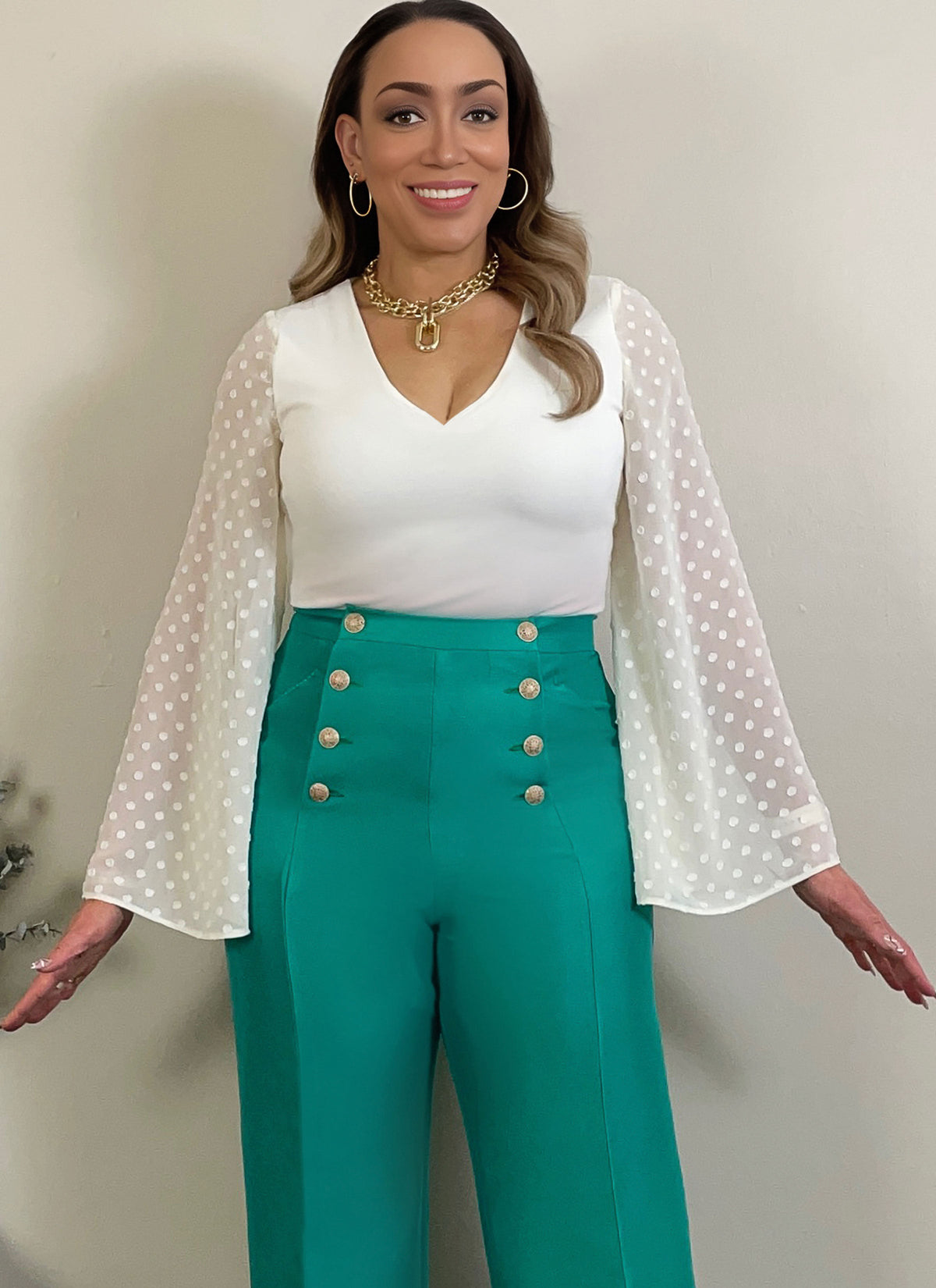 Rent Pastel Green Crop Top with Palazzo in US
