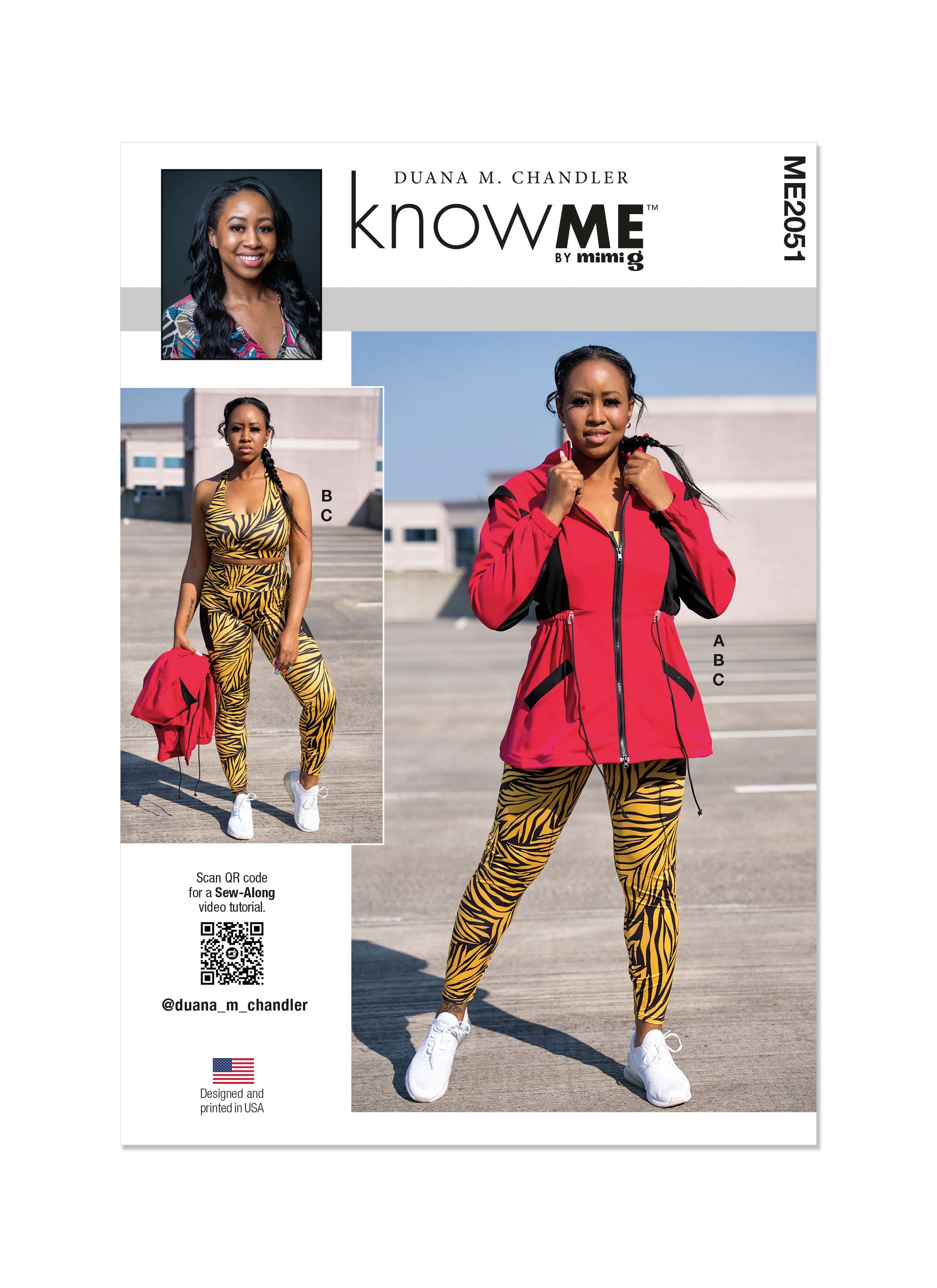 KnowMe sewing pattern 2051 Misses' Jacket, Bra Top, and Leggings by