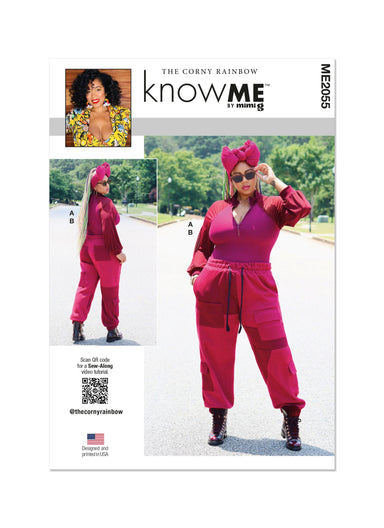 Know Me sewing pattern 2055  Bodysuit and Cargo Sweatpants by The Corny Rainbow from Jaycotts Sewing Supplies