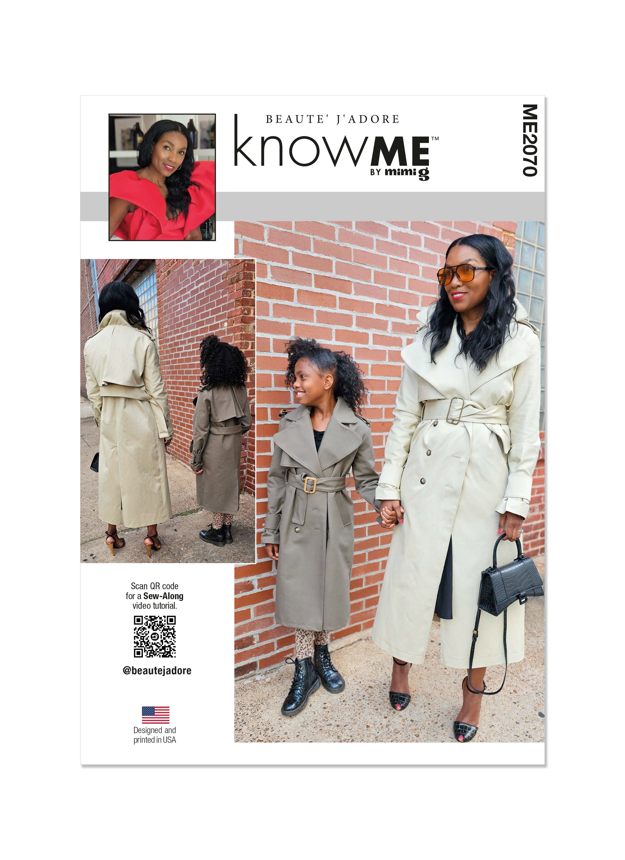 Know Me sewing pattern 2070 Girl's and Misses' Trench Coat by Beaute' J'Adore from Jaycotts Sewing Supplies