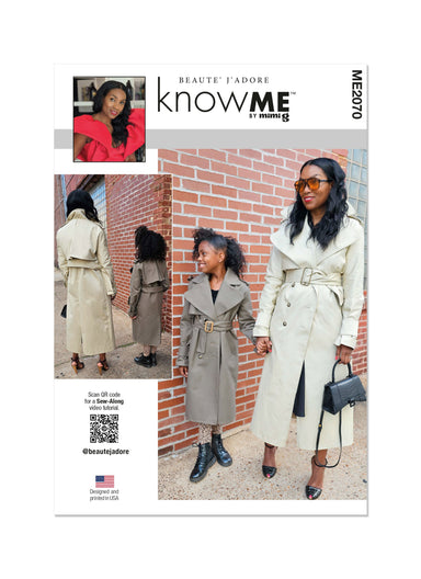 Know Me sewing pattern 2070 Girl's and Misses' Trench Coat by Beaute' J'Adore from Jaycotts Sewing Supplies