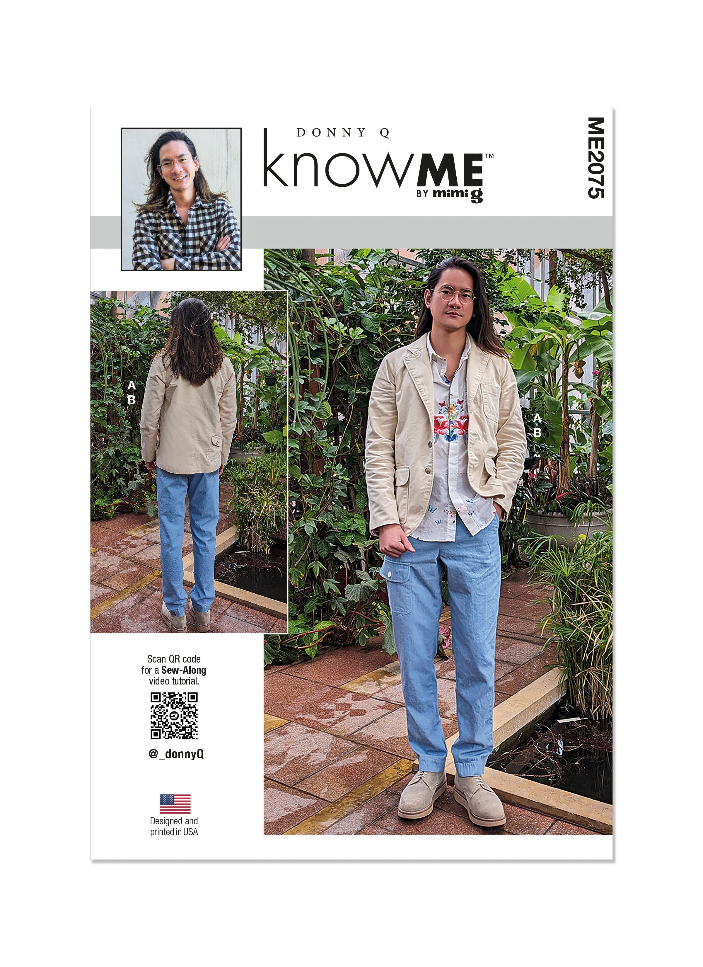 Know Me sewing pattern KM2075 Men's Jacket and Pants by Donny Q from Jaycotts Sewing Supplies