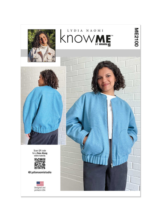 Know Me sewing pattern KM2100 Misses' Bomber Jacket by Lydia Naomi from Jaycotts Sewing Supplies