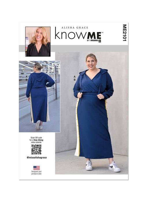 Know Me sewing pattern KM2101 Misses' Knit Top and Skirt by Alisha Grace from Jaycotts Sewing Supplies