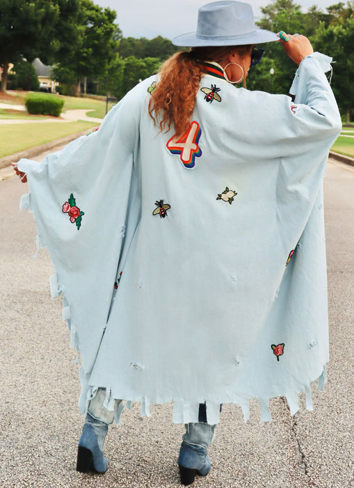 Know Me sewing pattern KM2102 Misses' Bomber Cape by The Corny Rainbow from Jaycotts Sewing Supplies