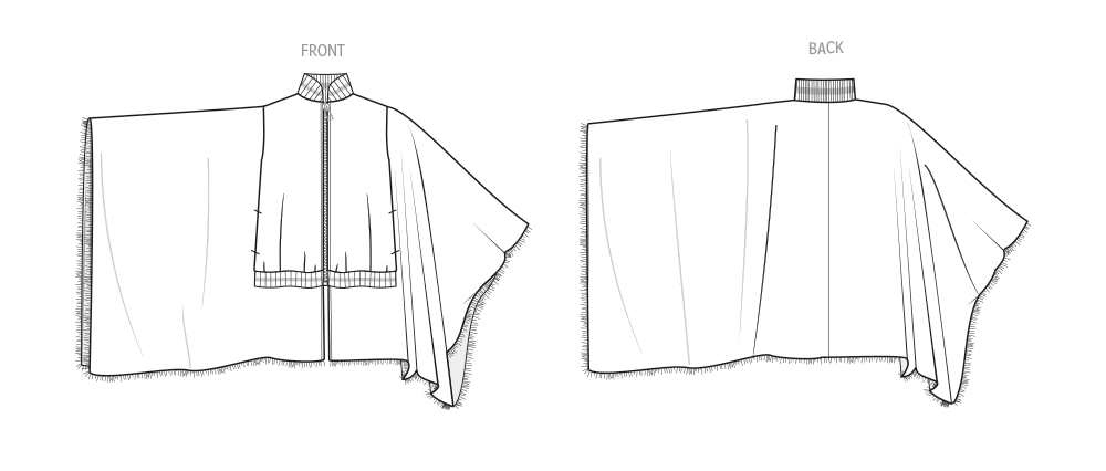 Know Me sewing pattern KM2102 Misses' Bomber Cape by The Corny Rainbow from Jaycotts Sewing Supplies