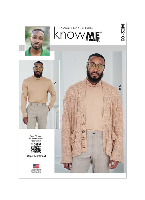 Know Me sewing pattern KM2105 Men's Turtleneck and Cardigan by Norris Dánta Ford from Jaycotts Sewing Supplies