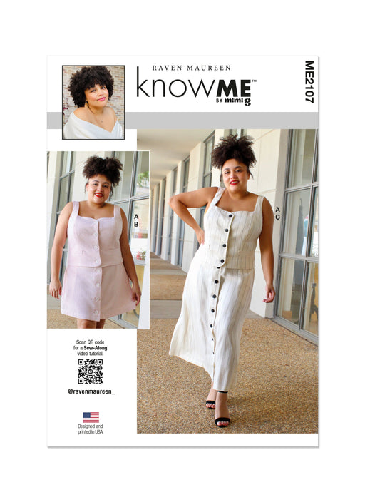 Know Me Sewing Pattern 2107 Misses' and Miss Petite Top and Skirt by Raven Maureen from Jaycotts Sewing Supplies