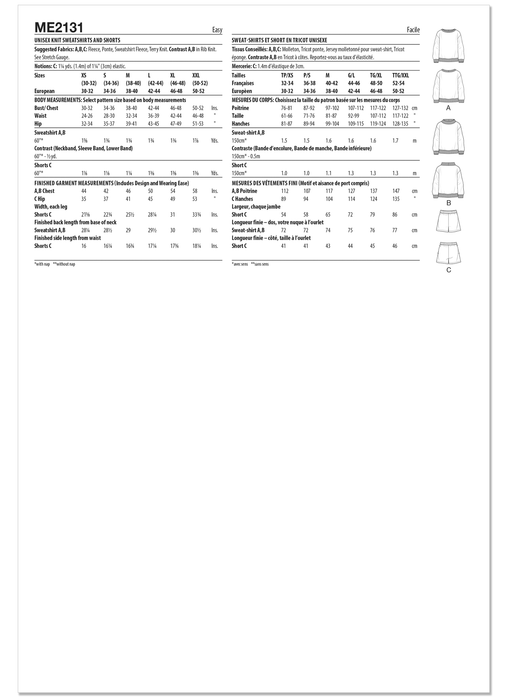 Know Me sewing pattern 2131 Unisex Knit Sweatshirts and Shorts by Alissah Threads from Jaycotts Sewing Supplies