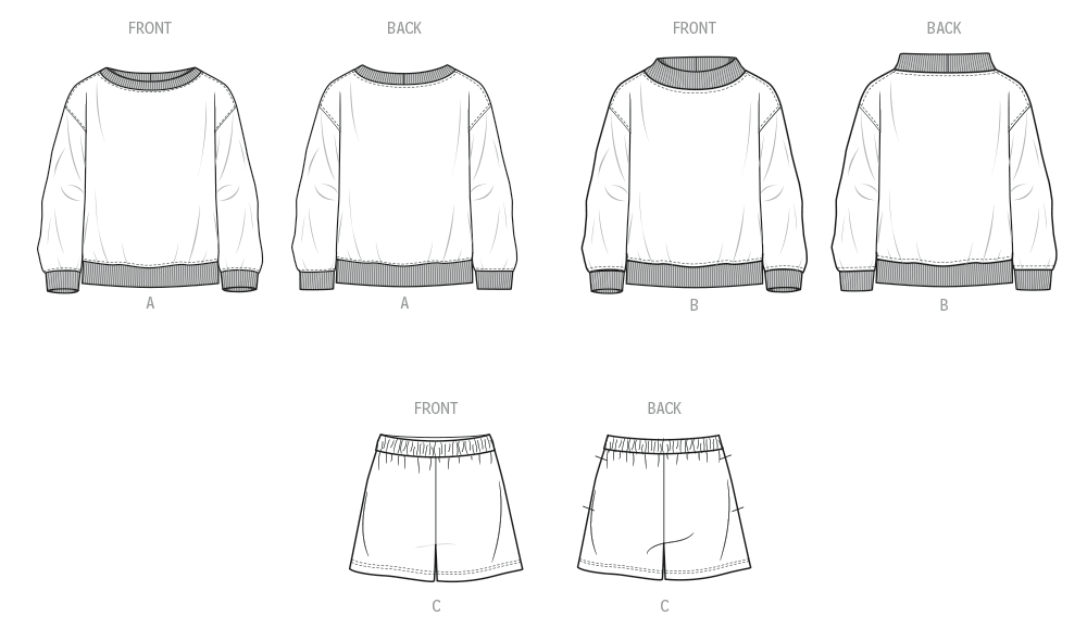 Know Me sewing pattern 2131 Unisex Knit Sweatshirts and Shorts by Alissah Threads from Jaycotts Sewing Supplies