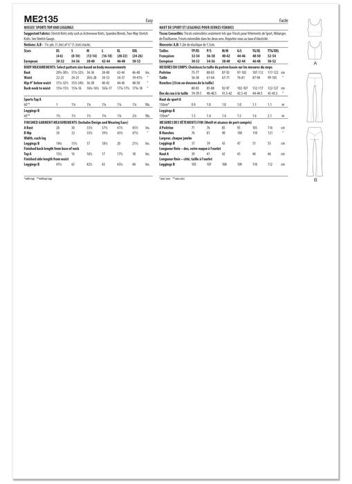 Know Me sewing pattern 2135 Sports Top and Leggings by Classyfied Life from Jaycotts Sewing Supplies