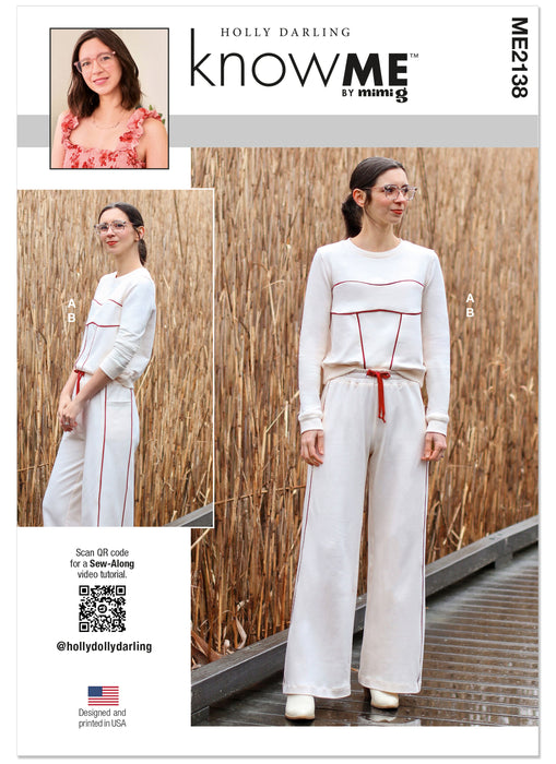 Know Me sewing pattern 2138 Sweatsuit Top and Pants by Holly Darling from Jaycotts Sewing Supplies