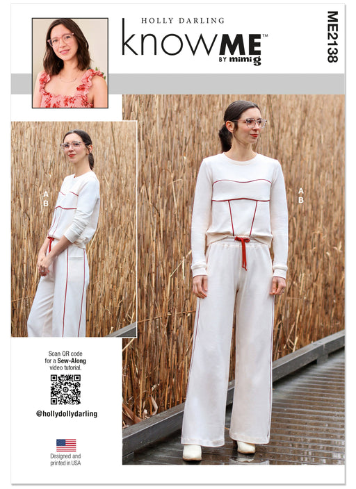 Know Me sewing pattern 2138 Sweatsuit Top and Pants by Holly Darling from Jaycotts Sewing Supplies