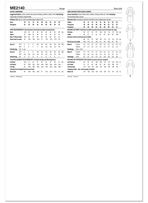 Know Me sewing pattern 2140 Shirtdress by Keechii B Style from Jaycotts Sewing Supplies